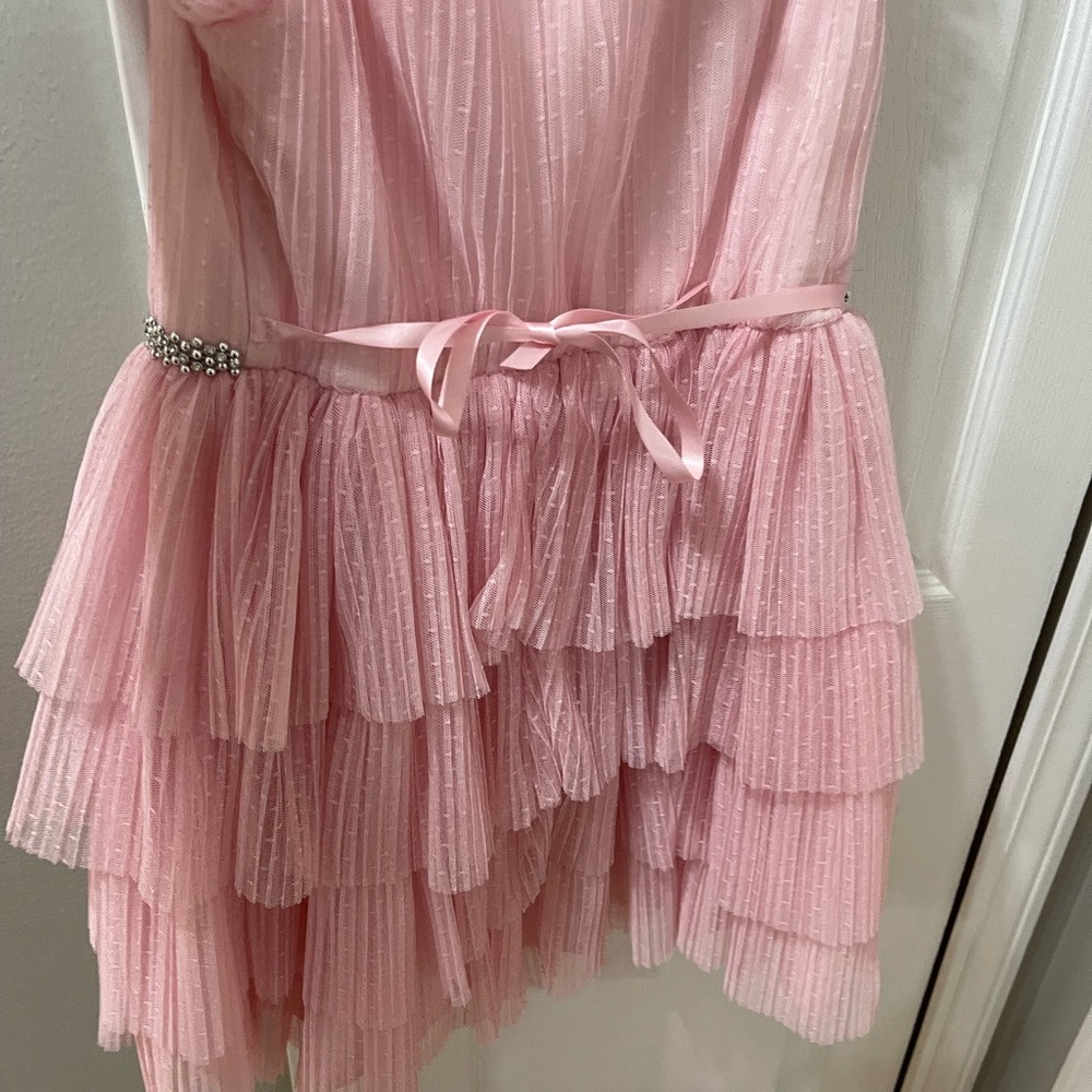 Zunie Pink Layered Dress with Silver Waistband - Picture 6 of 6